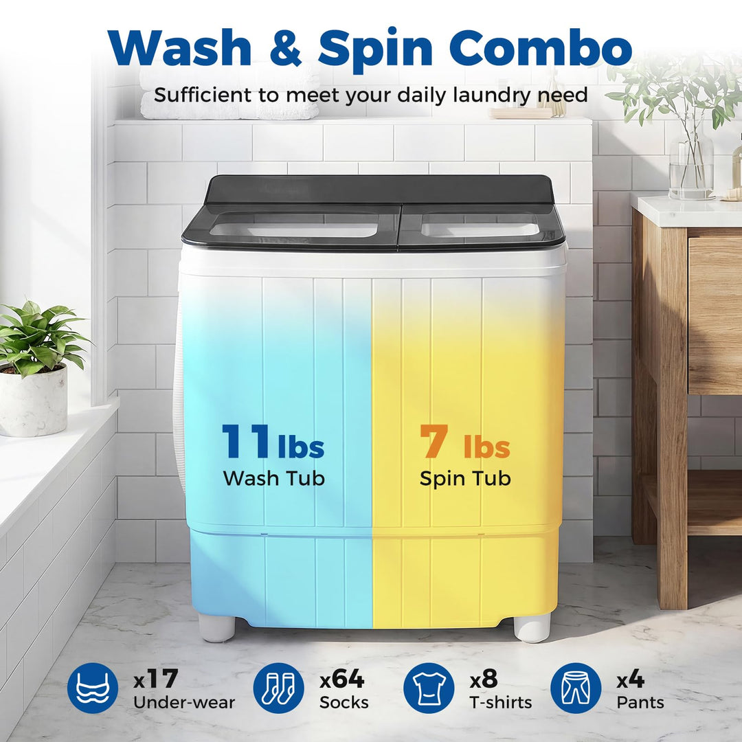 Giantex Portable Washing Machine 18 lbs Mini Laundry Machine with 11 LBS Washer