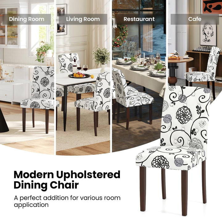 Giantex Tufted Dining Chairs Set of 2/4 Upholstered Kitchen Chairs w/Padded Seat &amp; High Backrest