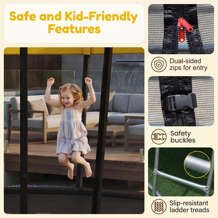 Giantex ASTM Approved Recreational Trampoline with Safety Enclosure Net &amp; Non-Slip Ladder