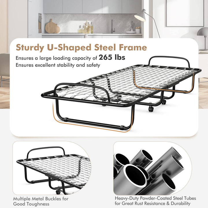 Giantex Folding Bed with Mattress for Adults, 75" x 31" Cot Size Portable Rollaway Bed with Sturdy Metal Frame