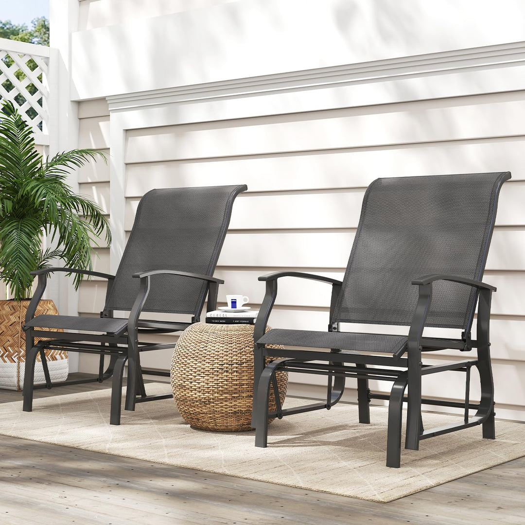 Giantex 2-Pack Outdoor Glider Rocking Chairs with Ergonomic Backrest &amp; Seat