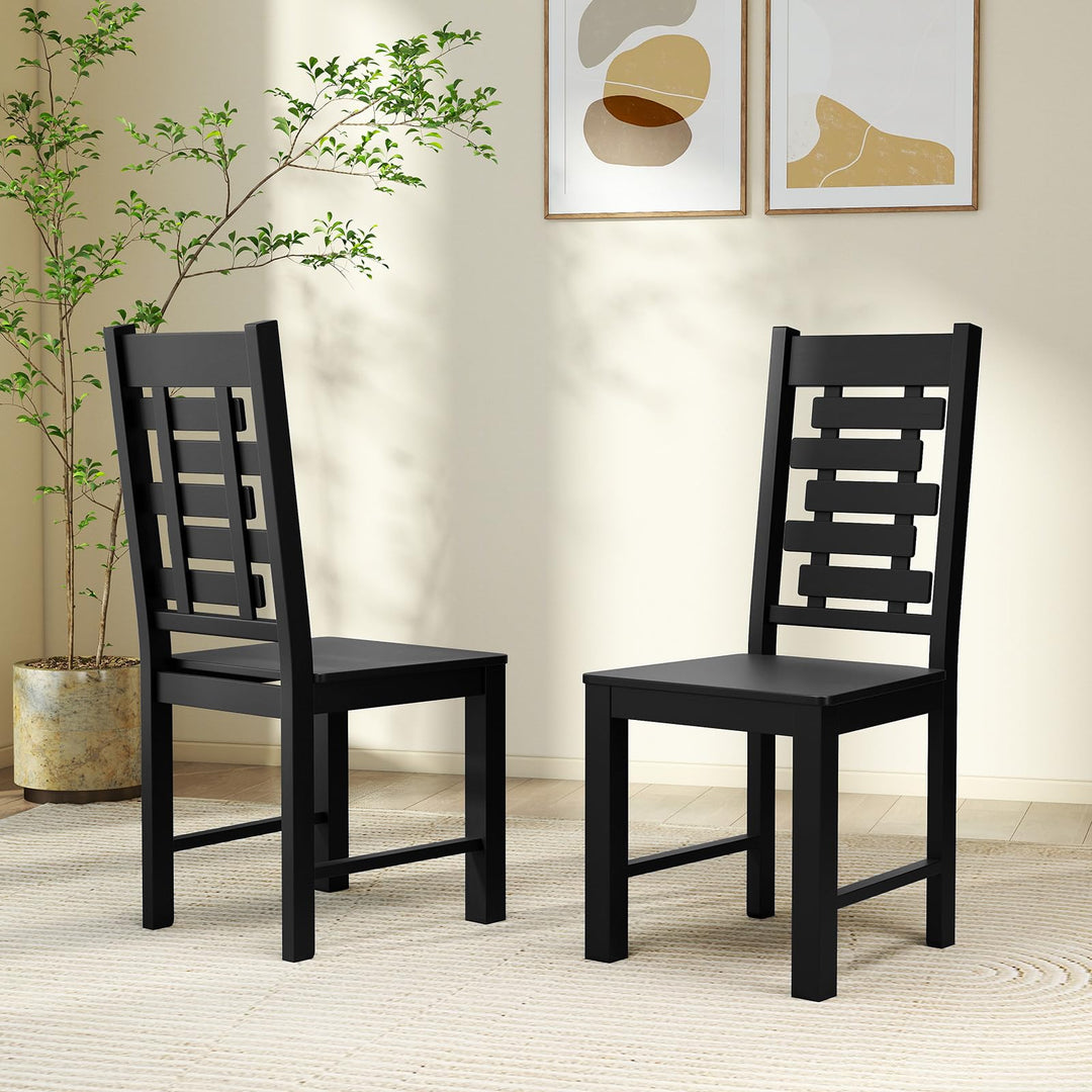 Giantex Wooden Dining Chairs Set 100% Solid Rubber Wood Kitchen Chair with High &amp; Tilted Backrest