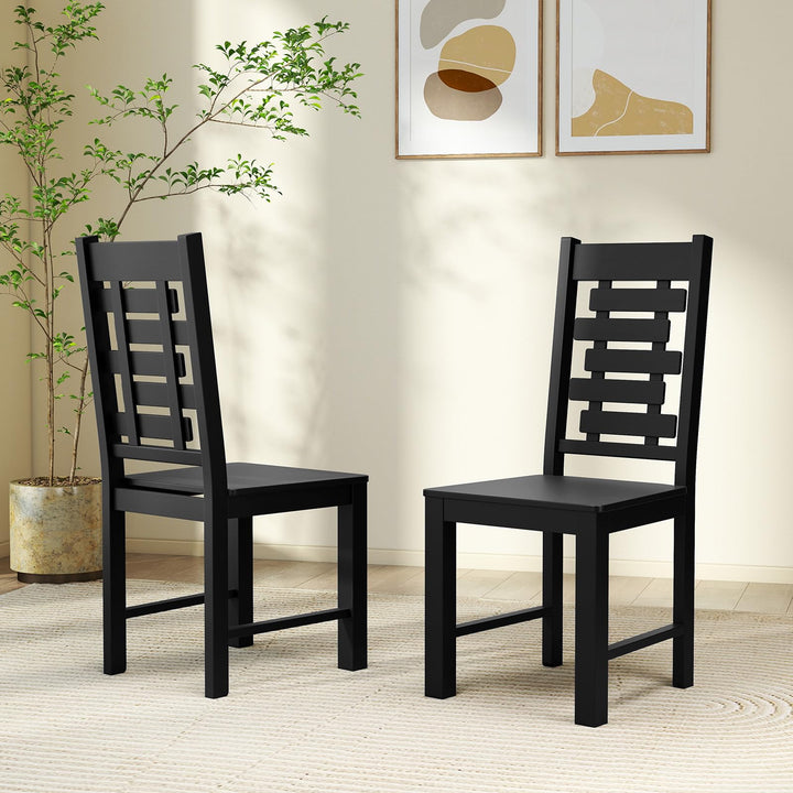 Giantex Wooden Dining Chairs Set 100% Solid Rubber Wood Kitchen Chair with High &amp; Tilted Backrest