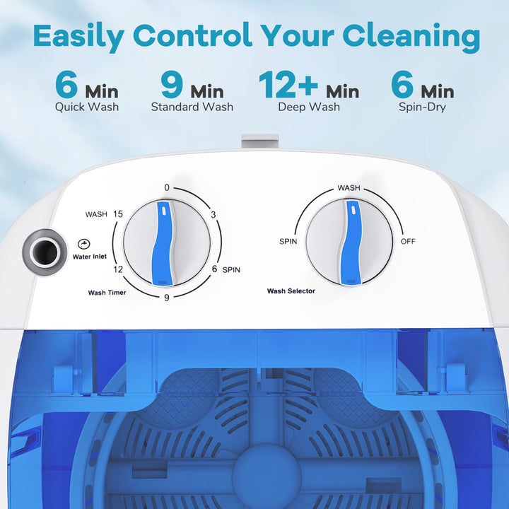 Portable Mini Semi-automatic Washing Machine with Spin Tub and Drain Hose 2.5 kg Capacity