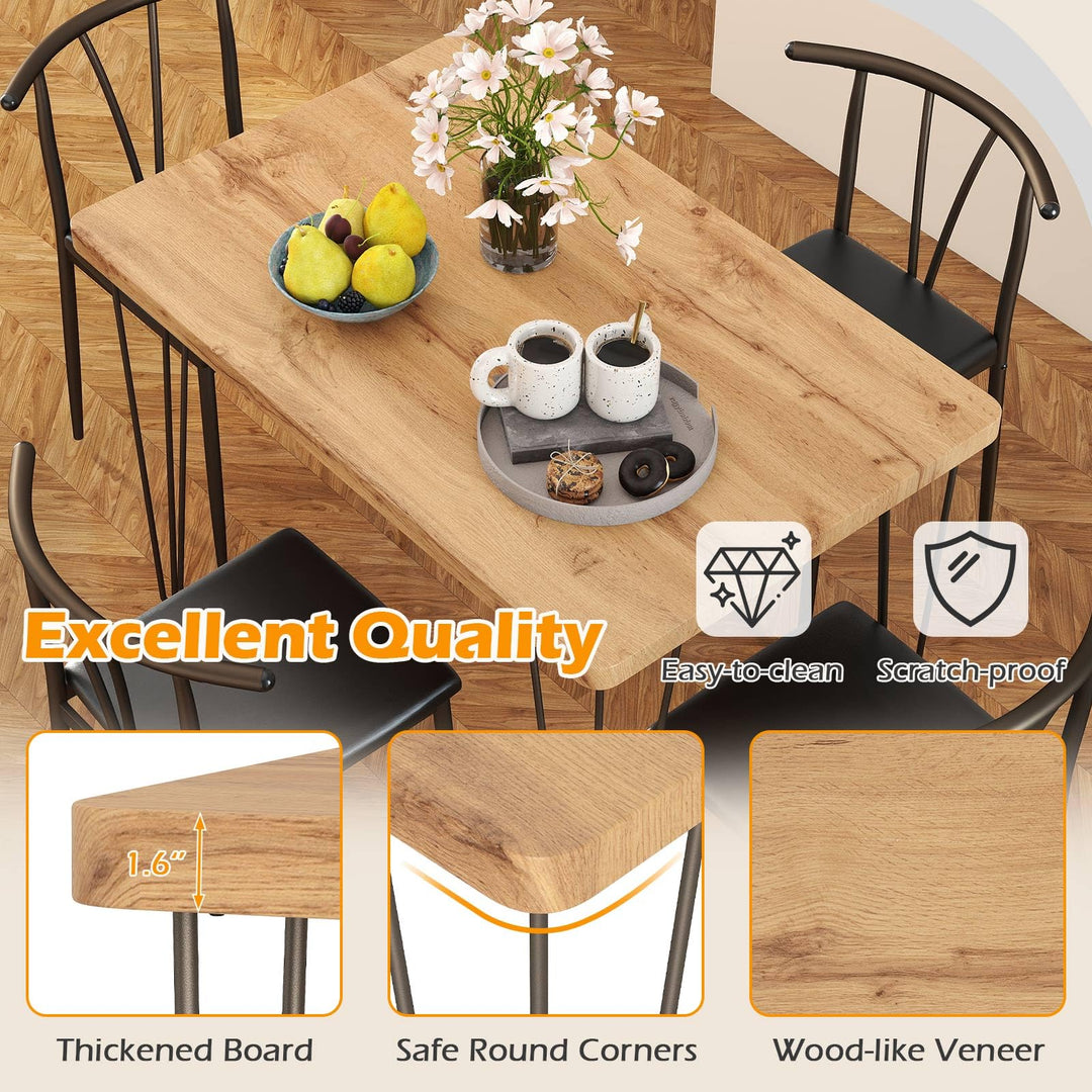 Giantex 5-Piece Dining Table Set | 43-Inches Rectangular Kitchen Table &amp; 4 Armless Chairs with Upholstered Seat