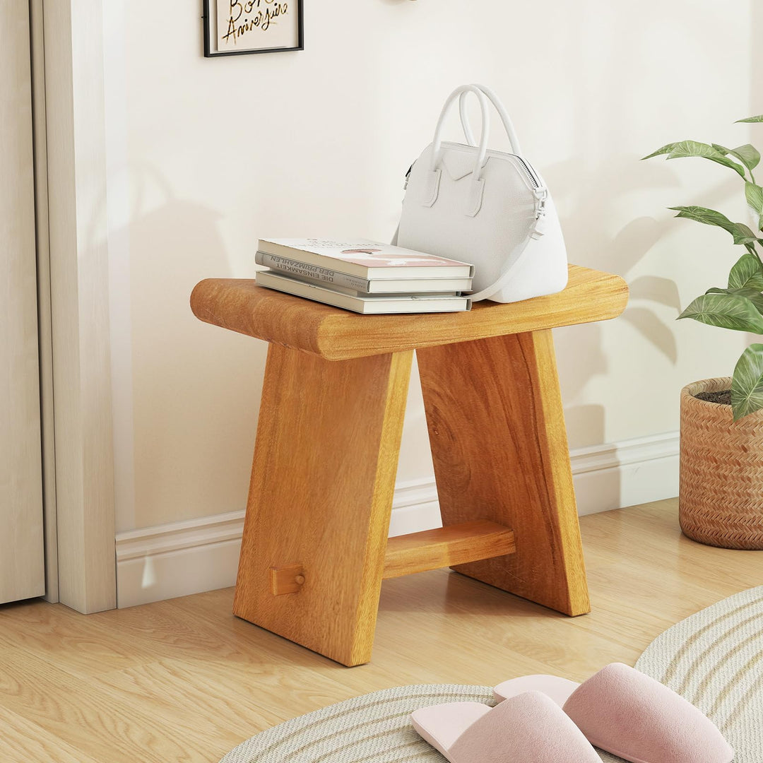 Giantex Teak Shower Bench Stool for Bathroom Fully Assembled Wooden Bath Seat 19.5&