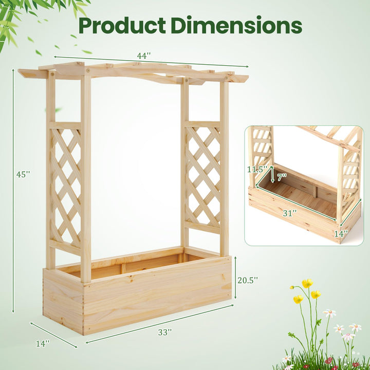 Giantex Raised Garden Bed with Sided Trellis &amp; Hanging Roof, Wood Planter Box, 44”x14”x45” (L x W x H)