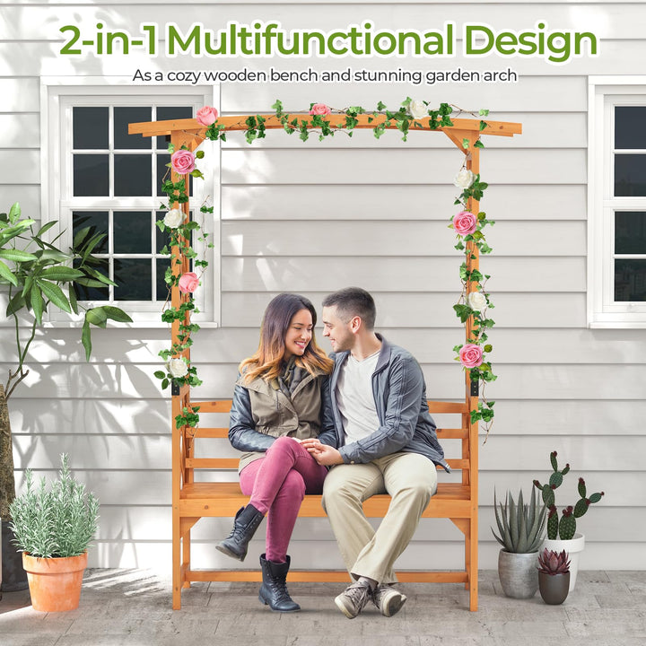 Giantex Garden Arch Trellis with Bench - 63&