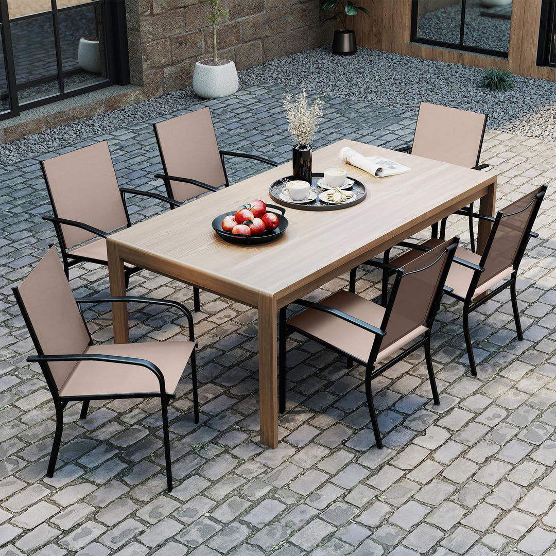 Giantex Stackable Patio Chairs with Breathable Backrest &amp; Wide Seat