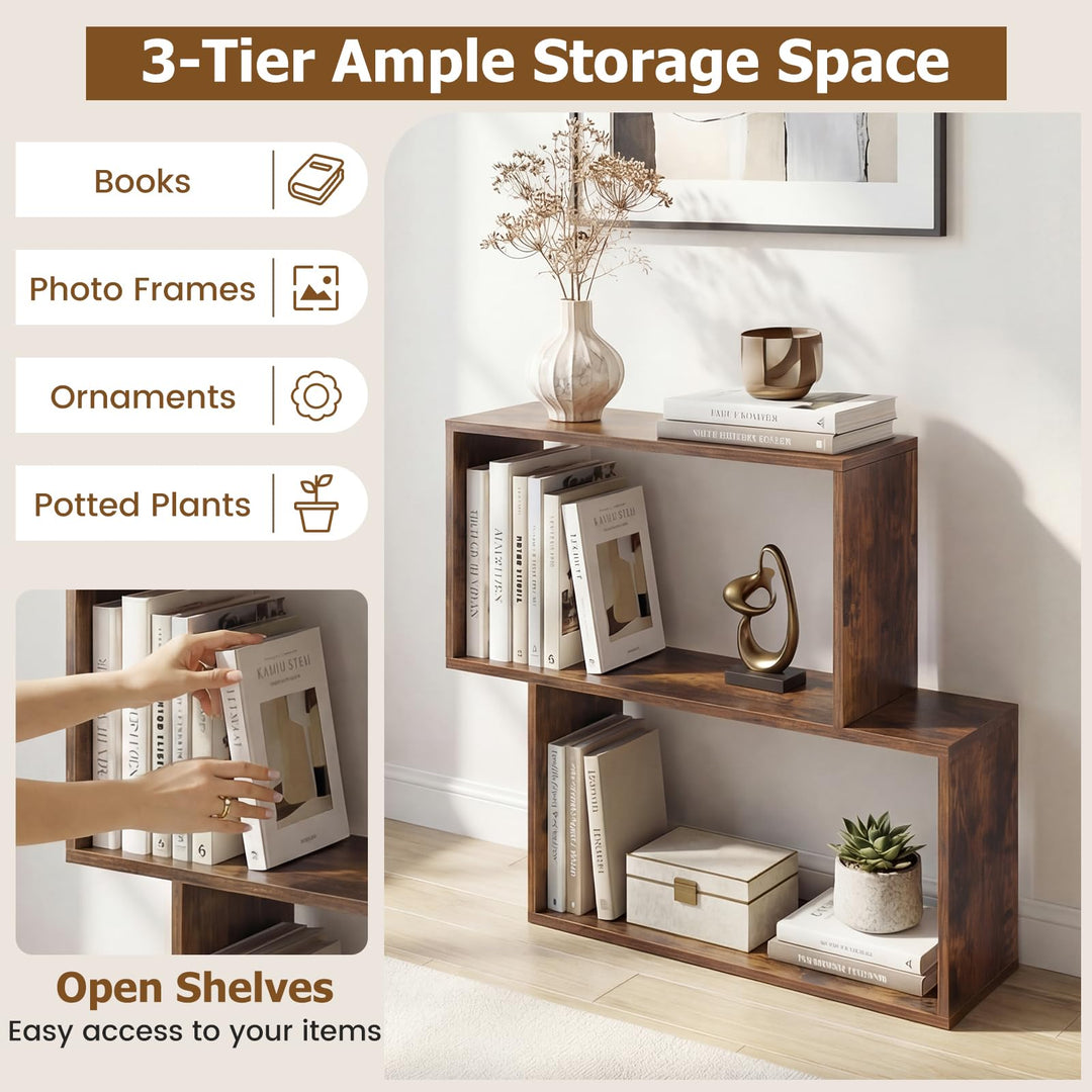 Giantex Geometric Bookcase Side Table with Open Storage