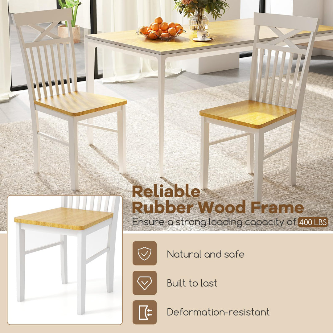 Giantex Wooden Dining Chairs Set of 2/4, Kitchen Chairs w/Rubber Wood Frame, High &amp; Curved Slatted Backrest, Modern Armless Chairs