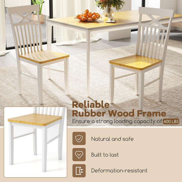Giantex Wooden Dining Chairs Set of 2/4, Kitchen Chairs w/Rubber Wood Frame, High &amp; Curved Slatted Backrest, Modern Armless Chairs