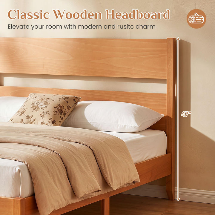 GIANTEX Queen/Full/Twin Size Wooden Bed Frame with Slatted Headboard