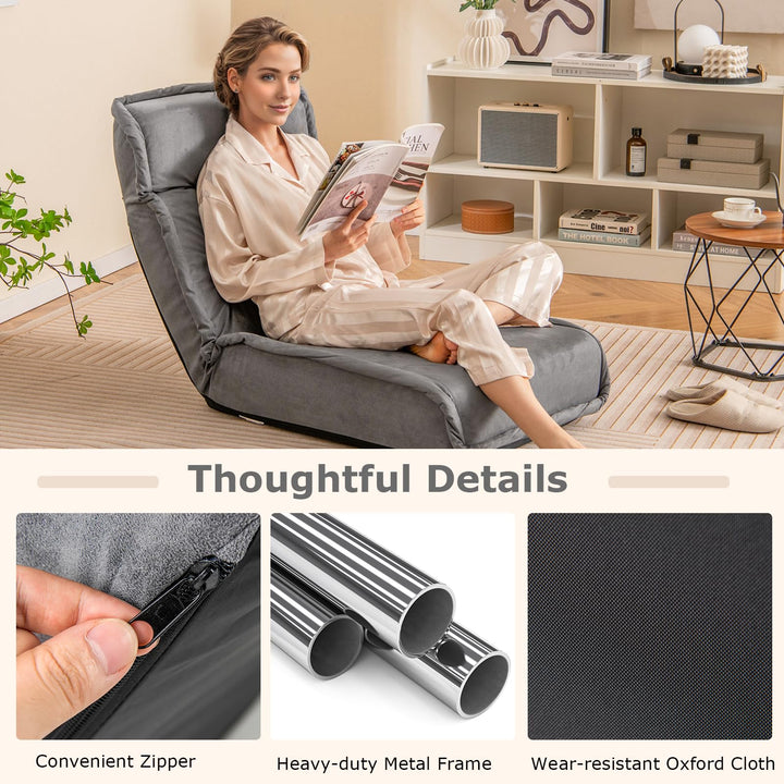 Giantex Floor Chair, Lazy Sofa with 14-Poistion Adjustable Backrest &amp; 5-Position Adjustable Headrest, Padded Sleeper Bed