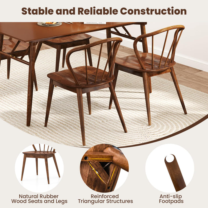 Giantex Wooden Dining Chairs Set of 2/4, Windsor Kitchen Chairs w/High Spindle Back &amp; Rubber Wood Legs