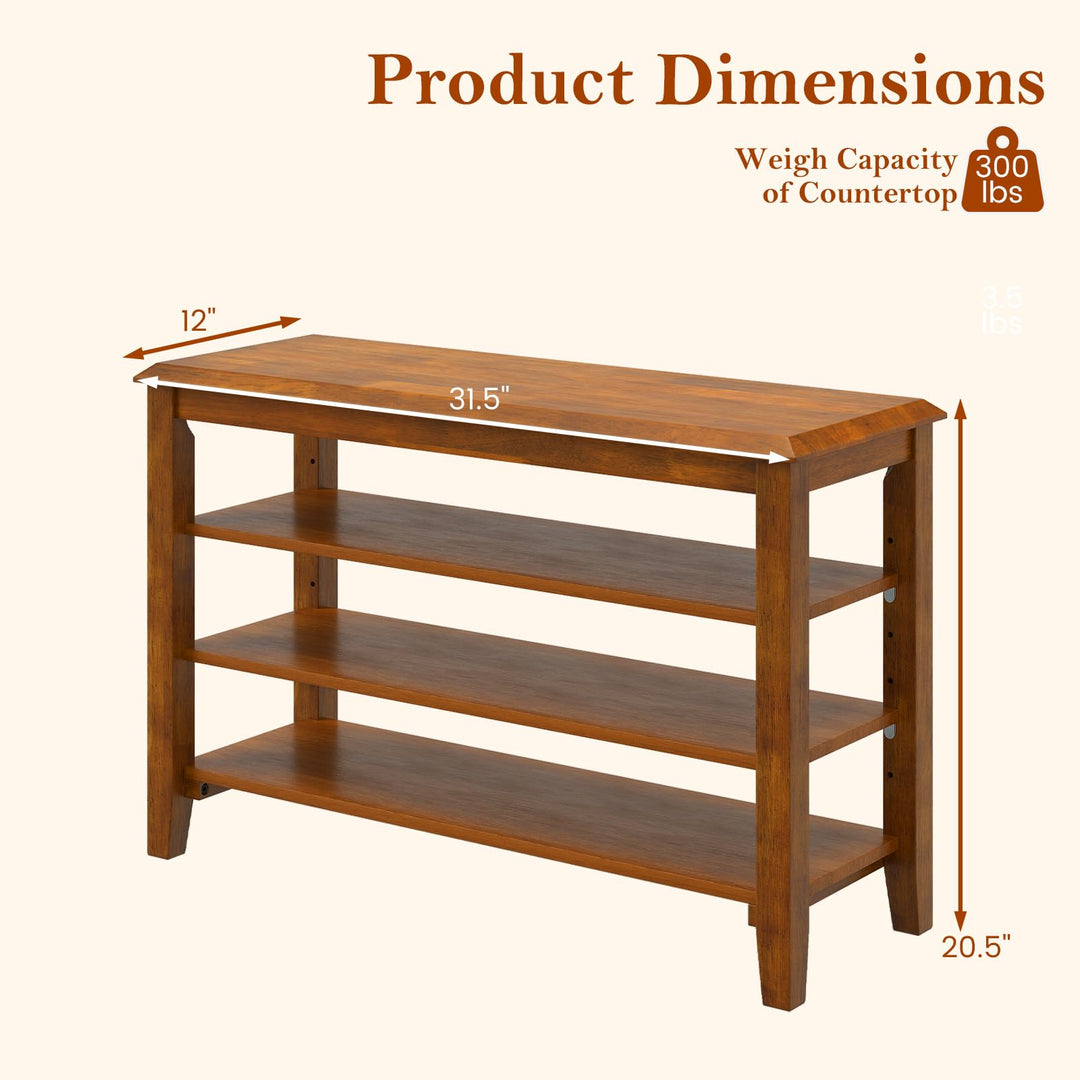 Giantex 4-Tier Rubber Wood Shoe Rack Bench with Adjustable Shelves