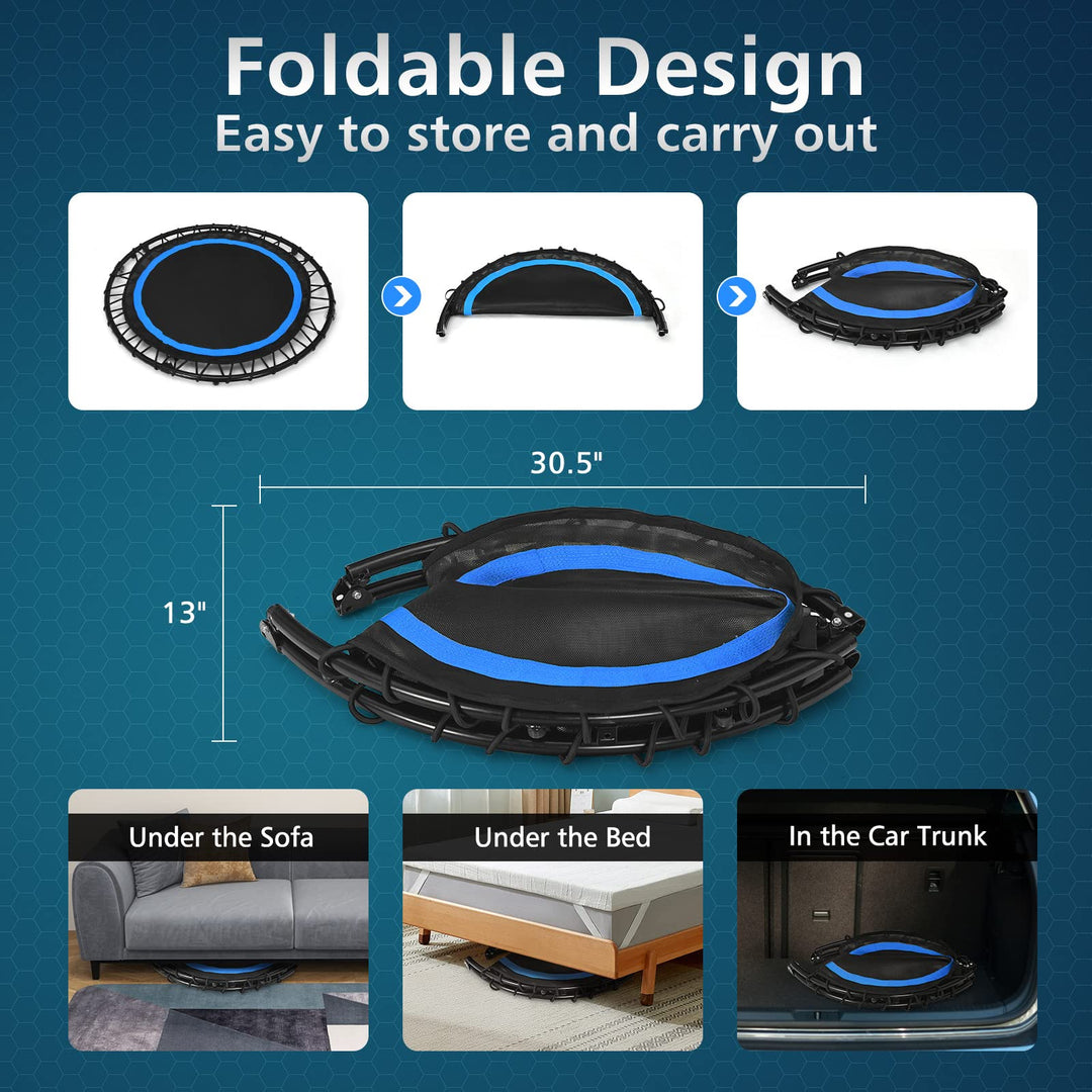 40" Foldable Indoor and Outdoor Mini Fitrness Trampoline with Adjustable Handle