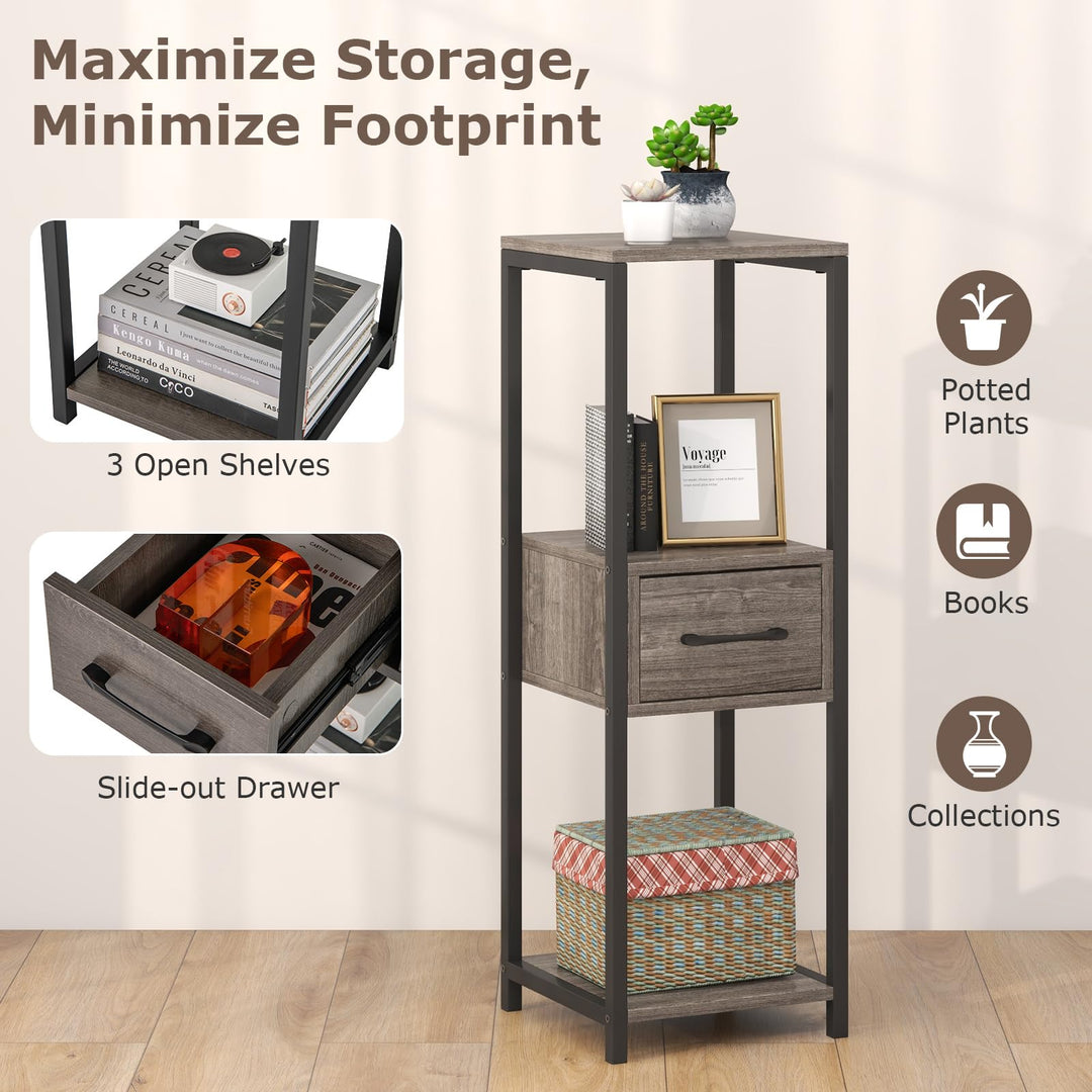 Giantex 3 Tier Tall Plant Stand Indoor, 36 Inch Corner Plant Holder with Drawer &amp; Metal Frame