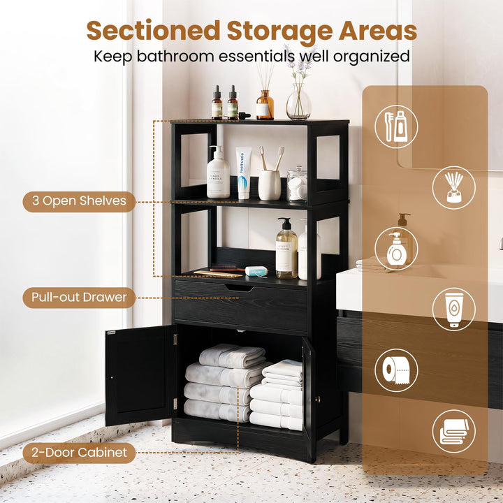 GIANTEX Bathroom Storage Cabinet with Open Shelves