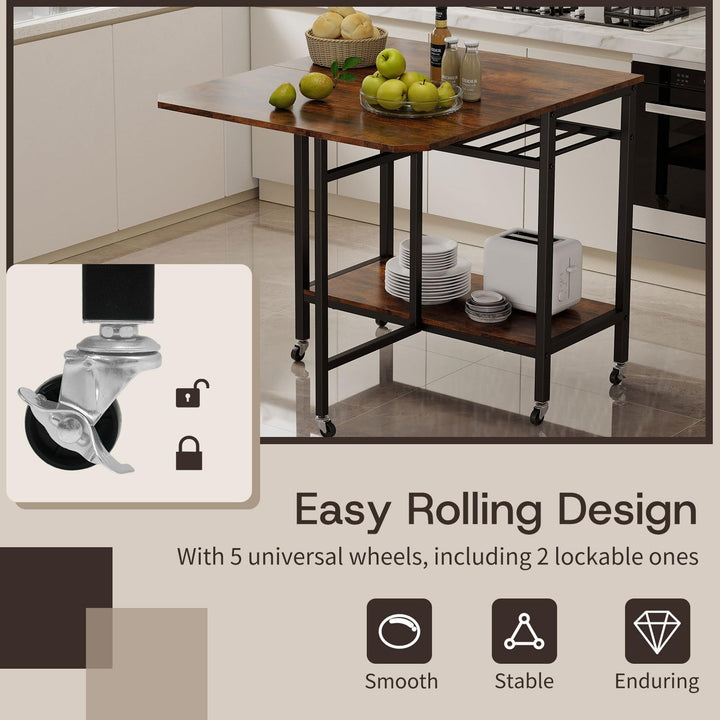 Giantex Folding Dining Table with 5 Wheels