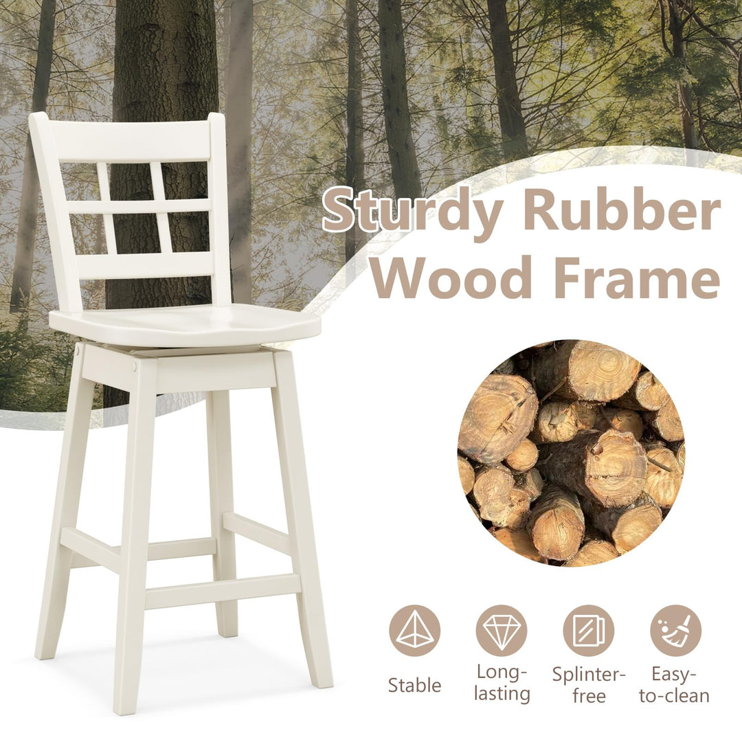 Giantex Bar Stools, Farmhouse Swivel Barstools with 6-Grid Hollow Back &amp; Ergonomic Contoured Seat