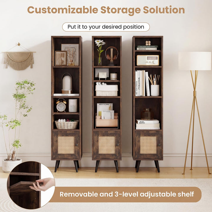 Giantex 6-Tier Tall Narrow Bookcase 54 Inches Slim Storage Cabinet