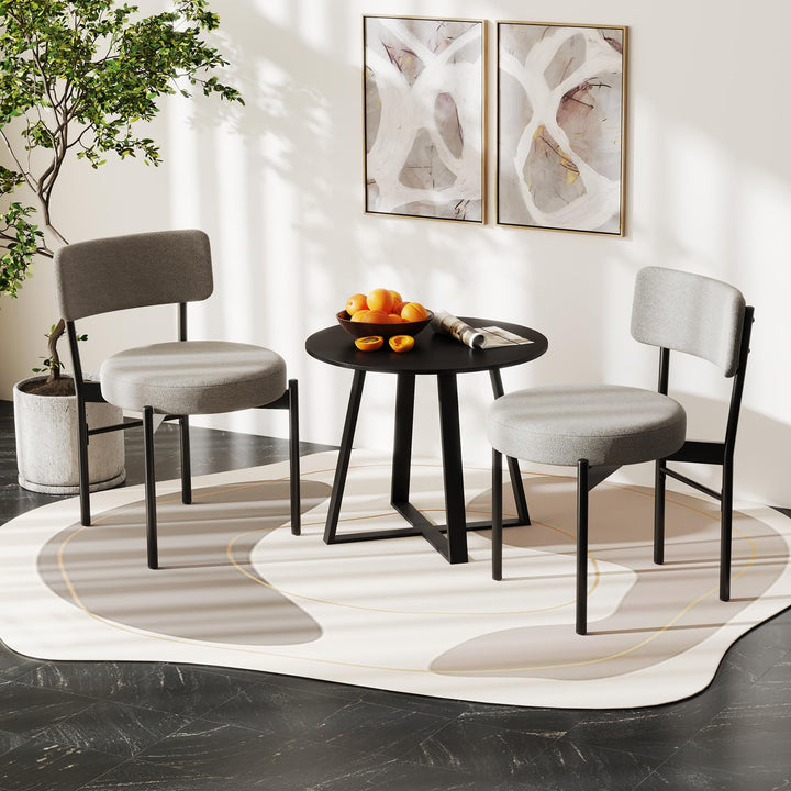 Giantex Boucle Dining Chairs Set of 2/4, Sherpa Upholstered Kitchen Chairs w/Curved Backrest, Padded Seat &amp; Metal Legs