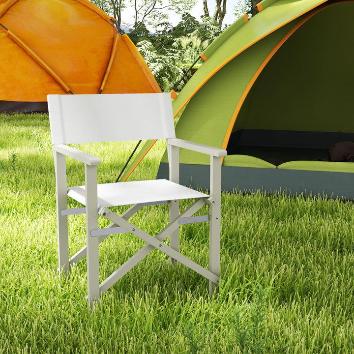 Giantex Set  Folding Director Chairs, Lightweight Patio Camping Chair with Acacia Wood Frame &amp; Oxford Fabric Seat