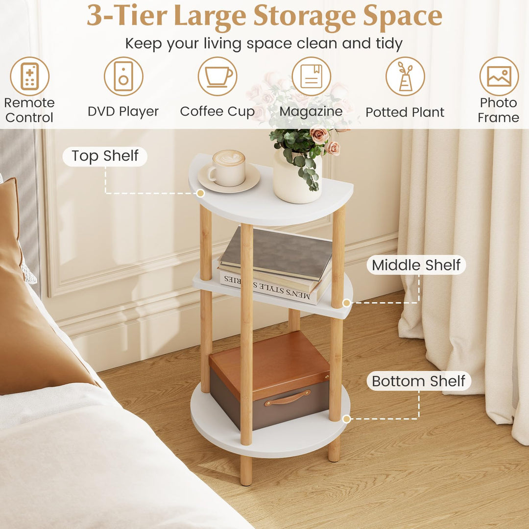 Giantex 3-Tier Bamboo Round Side Table Set of 2