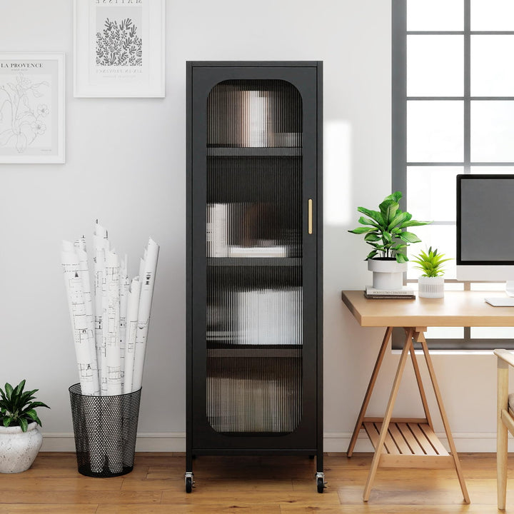 Giantex 5-Tier Mobile Storage Cabinet Tall Narrow Metal Kitchen Pantry