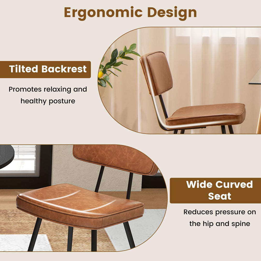 Giantex PU Leather Dining Chairs Set of 2/4, Upholstered Kitchen Chairs w/Padded Backrest &amp; Seat, Metal Legs