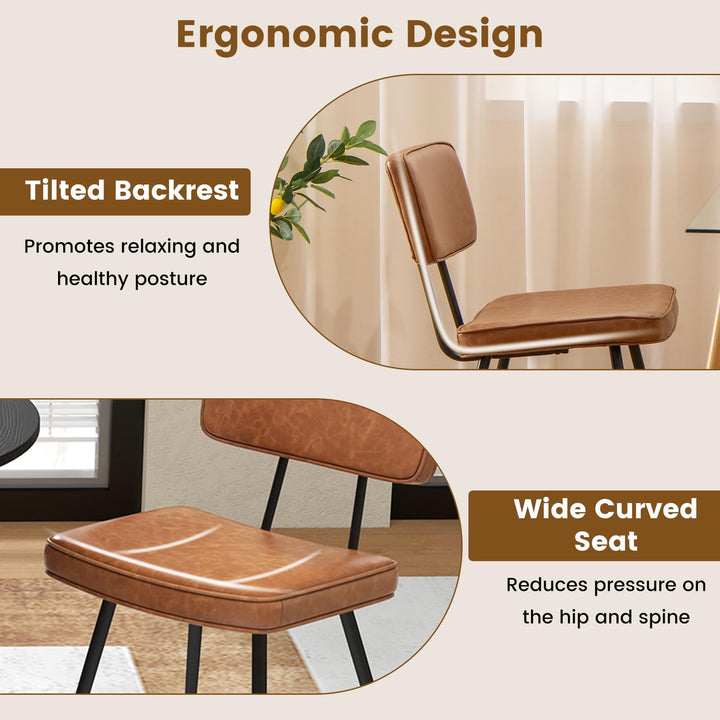 Giantex PU Leather Dining Chairs Set of 2/4, Upholstered Kitchen Chairs w/Padded Backrest &amp; Seat, Metal Legs