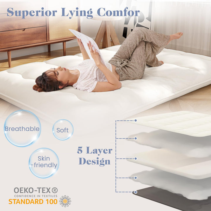 Giantex Japanese Floor Mattress Futon Mattress, Roll Up Mattress Tatami Mat with Washable Cover and Carry Bag