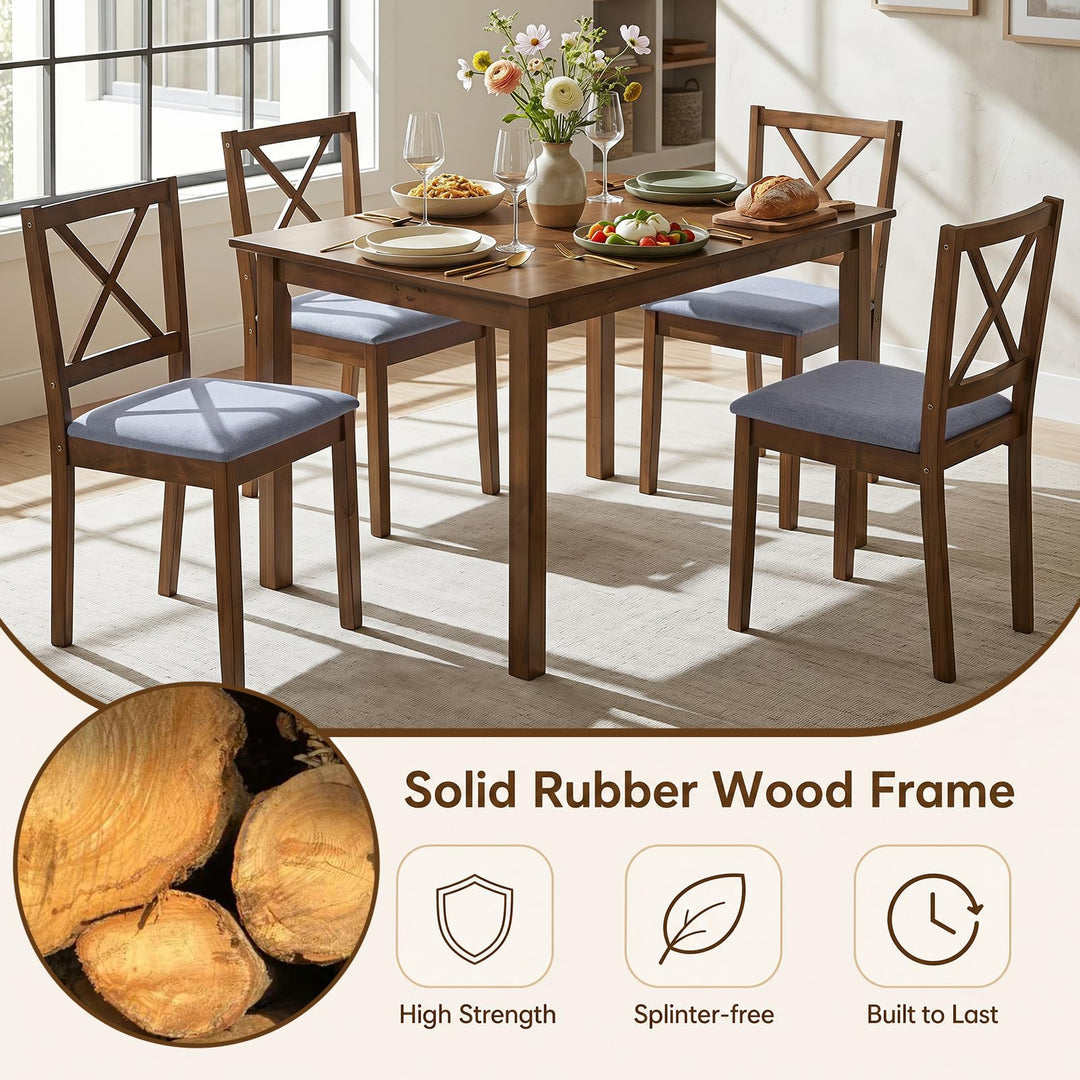 GIANTEX Dining Table Set with X-Shaped Backrest for Small Space