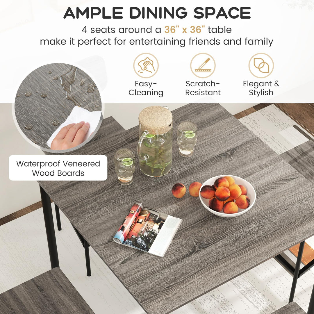 Giantex 5-Piece Dining Table Set W/Counter Height Table &amp; 4 Bar Stools