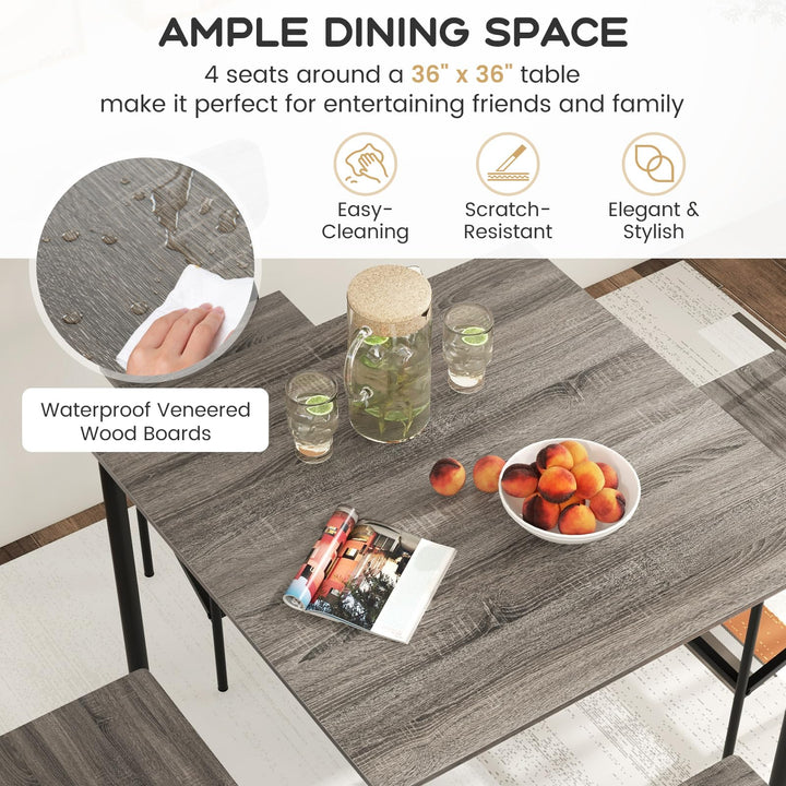 Giantex 5-Piece Dining Table Set W/Counter Height Table &amp; 4 Bar Stools