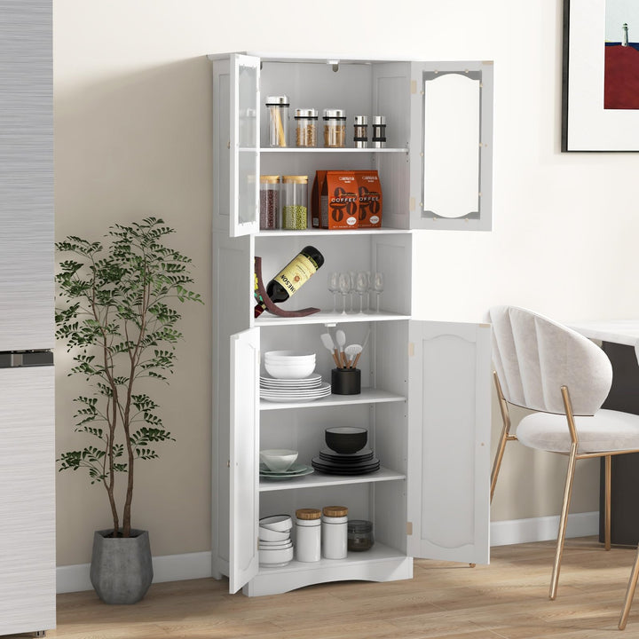 Giantex 64.5" Tall Bathroom Cabinet, Pantry Cabinet with Tempered Glass Doors, Adjustable Shelves