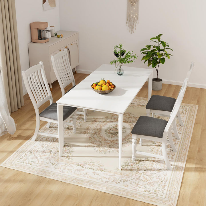 Giantex Wood Dining Chairs Set of 2/4 Farmhouse Kitchen Chairs with Solid Wood Frame, Max Load 355 Lbs