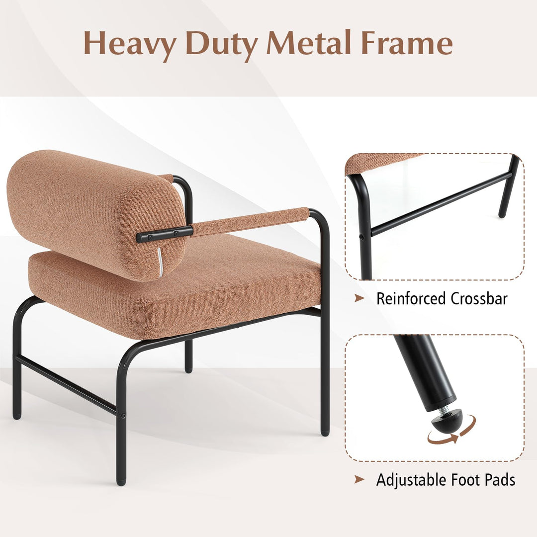 Giantex Velvet Upholstered Living Room Chair with Thickened Backrest &amp; Metal Armrests
