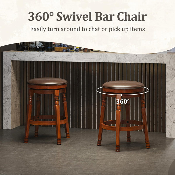 Giantex Swivel Bar Stools Set with Faux Leather Padded Seat