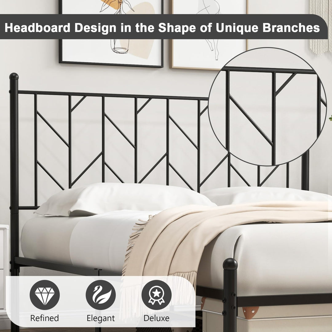 Giantex Queen/Full/Twin Size Metal Bed Frame with Victorian Style Headboard