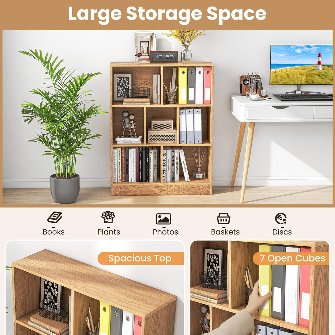 Giantex 8 Cube Bookcase, 4-Tier Freestanding Bookshelf w/ 8 Open Compartments, 2 Anti-Tipping Kits
