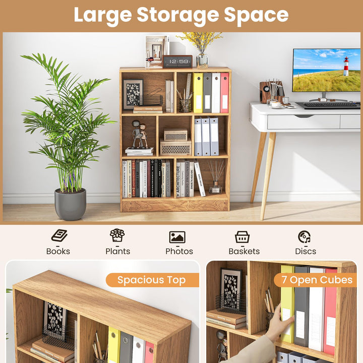 Giantex 8 Cube Bookcase, 4-Tier Freestanding Bookshelf w/ 8 Open Compartments, 2 Anti-Tipping Kits