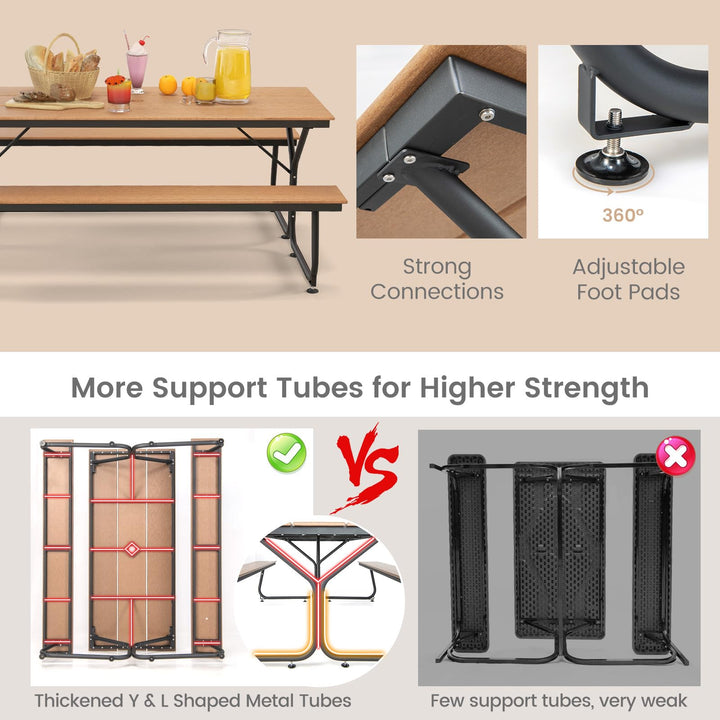 Giantex 6 FT Outdoor Picnic Table Bench Set for 6-8 People