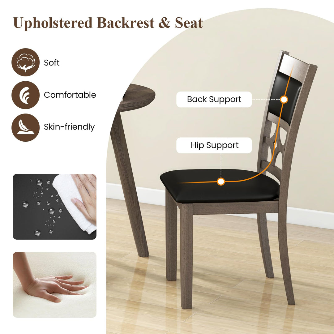 Giantex Wooden Dining Chairs, Farmhouse Armless Kitchen Chairs w/Padded Backrest &amp; Seat