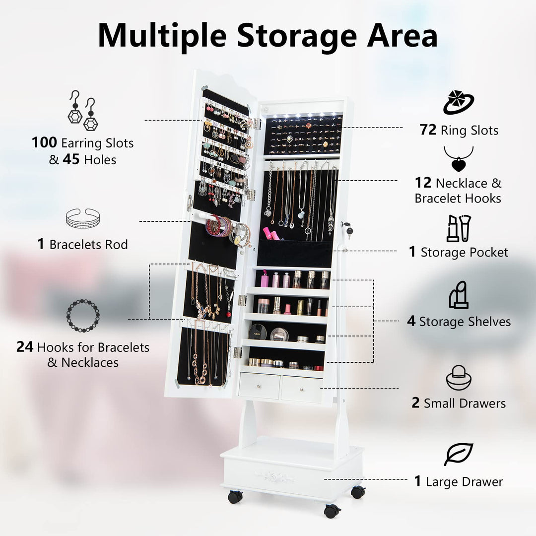 CHARMAID Kids Jewelry Armoire &amp; Adult Jewelry Cabinet Set