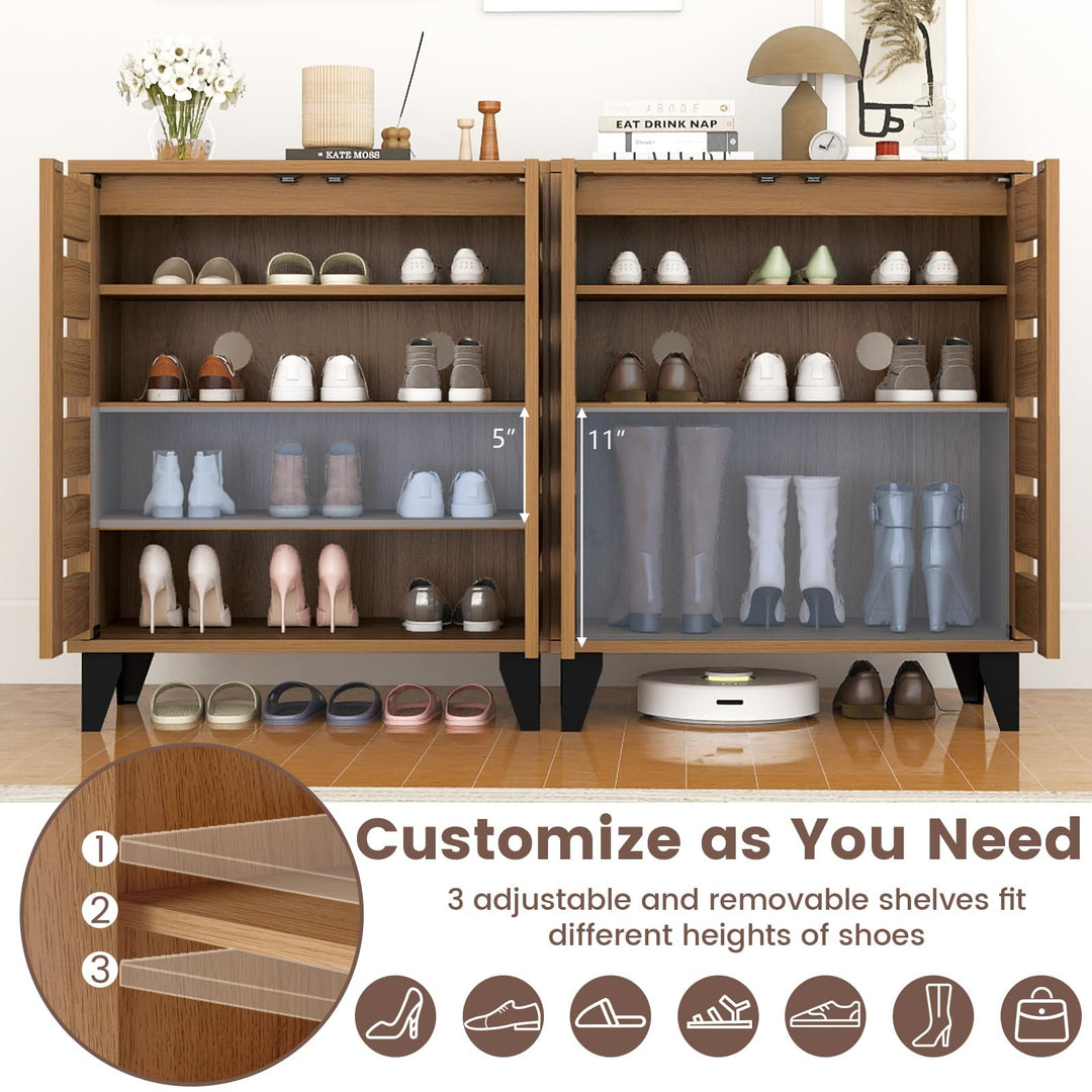 Giantex Shoe Cabinet with Louvered Doors