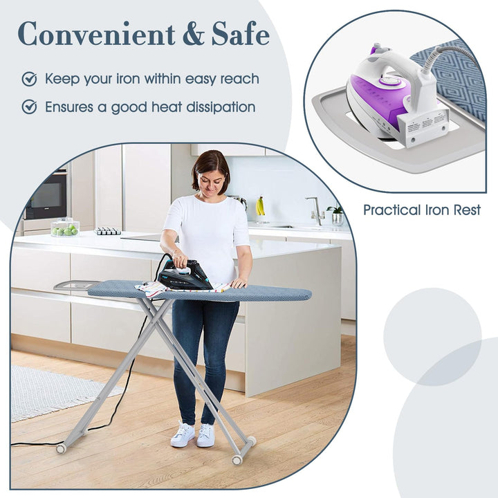 Giantex Ironing Board with Iron Rest, Carbon Steel Iron Board with 4 Layer Heat Resistant Cover &amp; Pad
