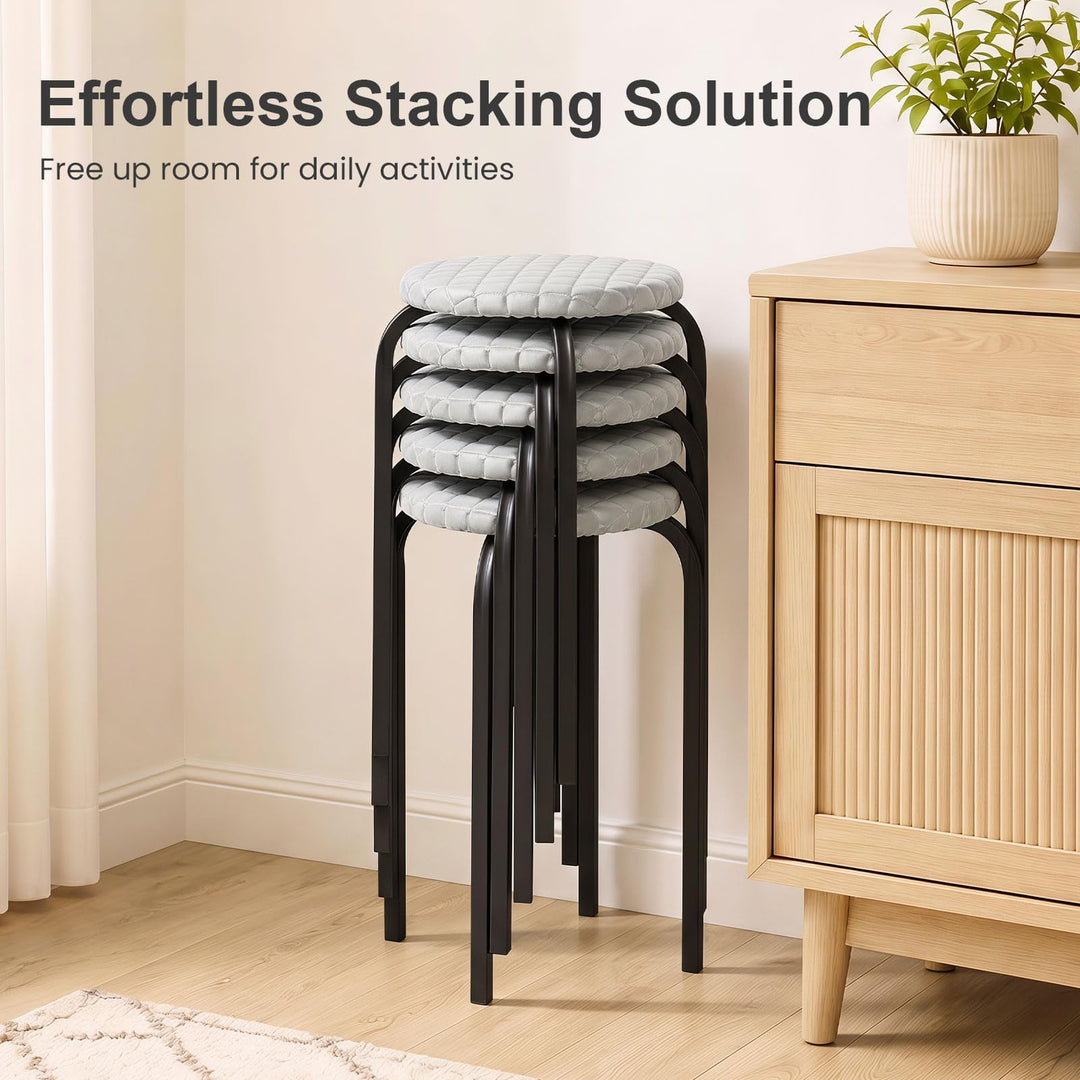 Giantex 18" Stackable Stools Set of 6 | Round Nesting Stools with Removable Washable Covers