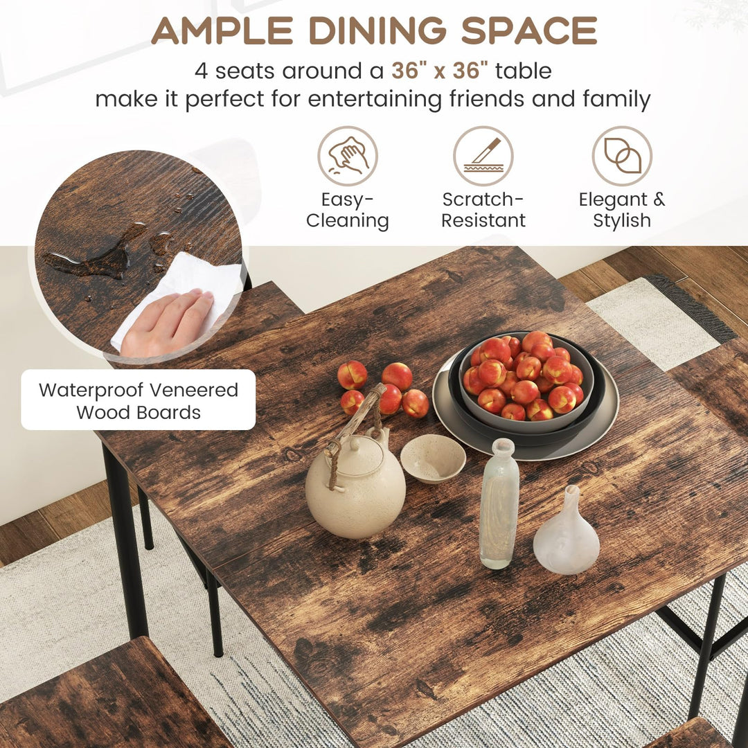 Giantex 5-Piece Dining Table Set W/Counter Height Table &amp; 4 Bar Stools